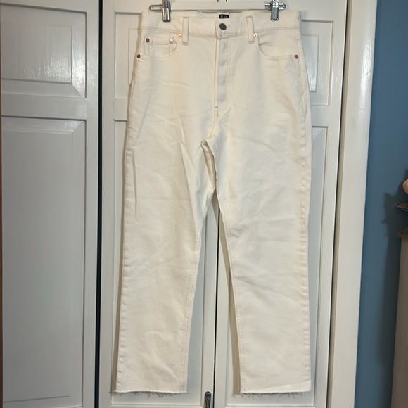 GAP Women’s High Rise Cheeky Straight Denim size 10 ecru - Picture 2 of 6